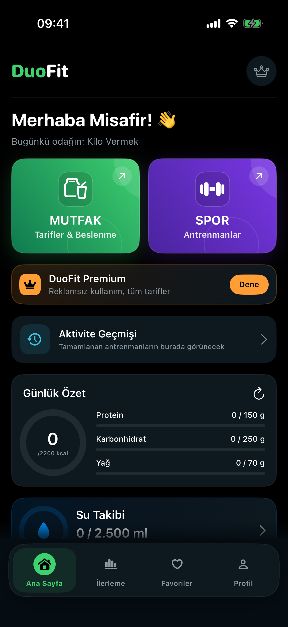 DuoFit home screen